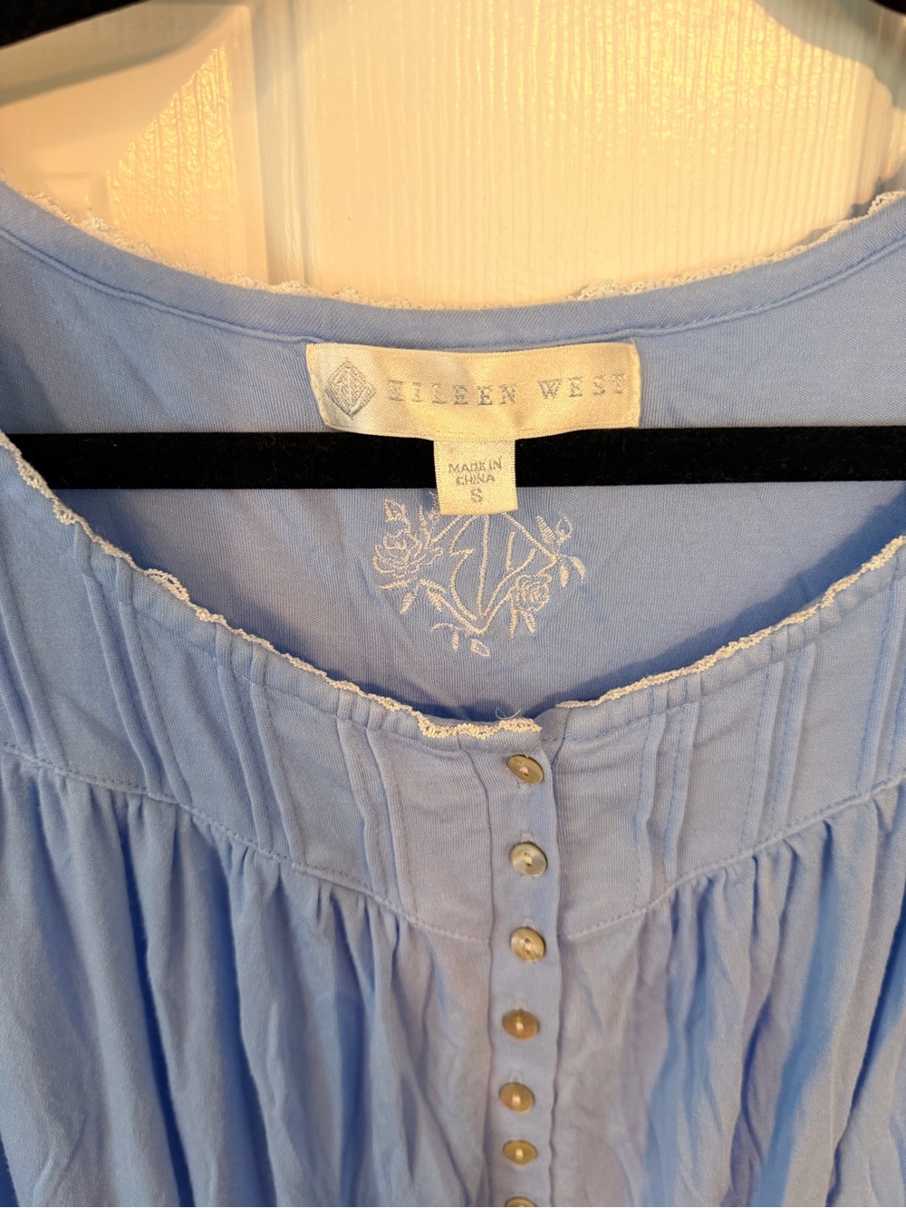Eileen West Light Blue Button-Front Maxi Nightgown - Picture 2 of 5